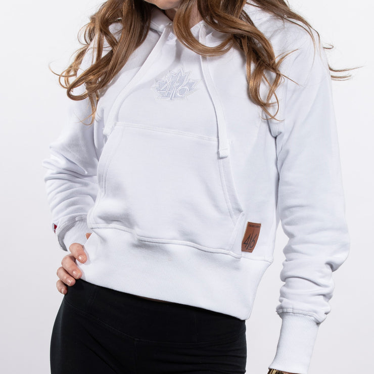416 French Terry Women's Pullover Hoodie - White