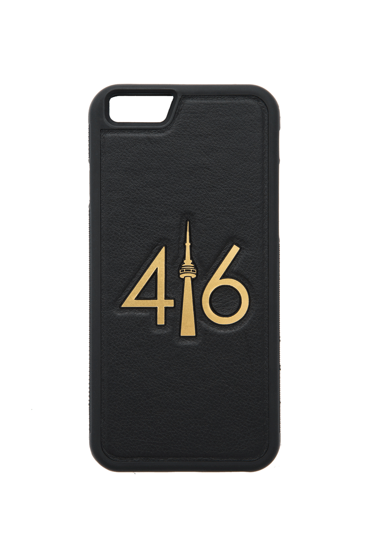 416 iPhone Case - Leather / Gold 416